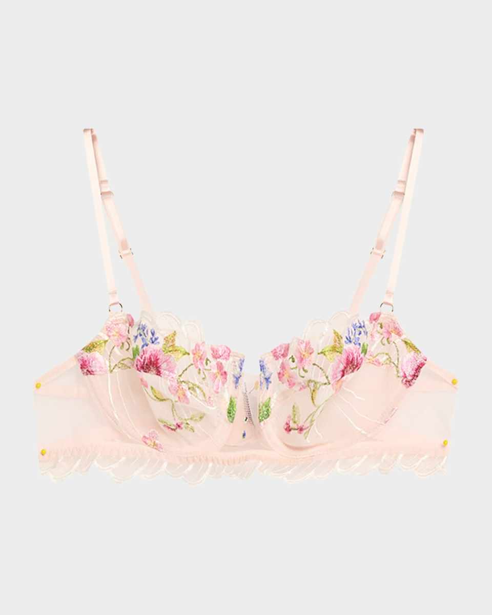 Libertine en Fleurs Embroidered Tulle Demi Bra